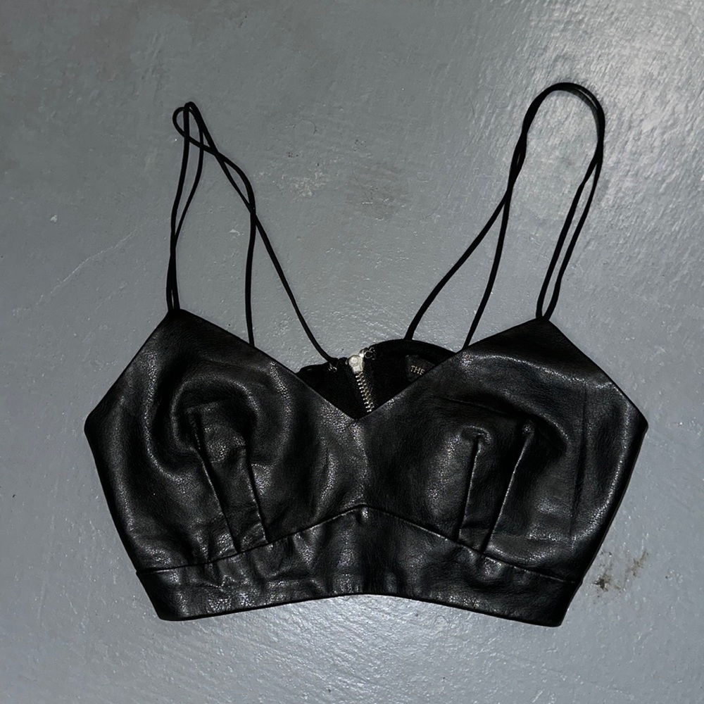 The Vintage shop faux leather crop top from necessary clothing